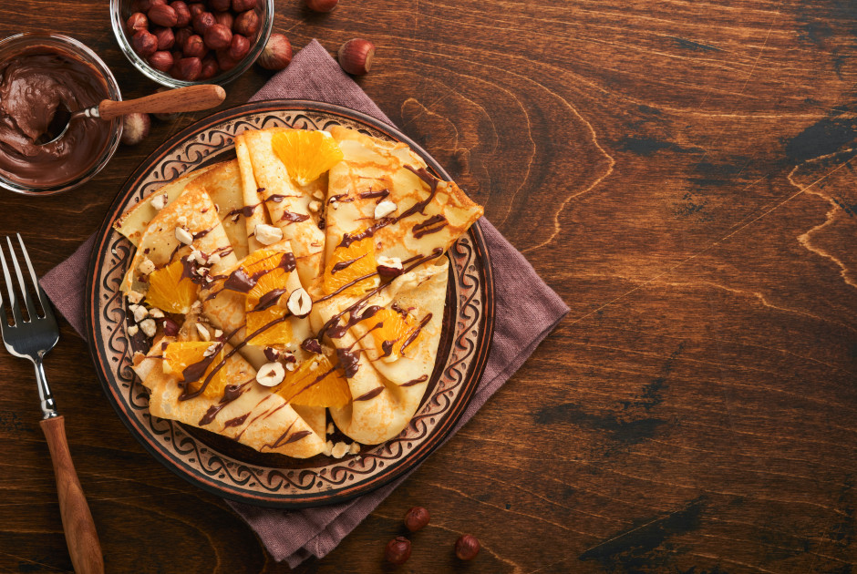 Συνταγή για Crêpes Suzette με πορτοκάλι και σοκολάτα